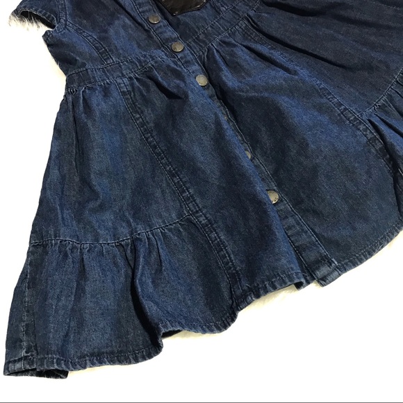 🌸DKNY 12M Girls Denim Dress Faux Leather Pockets - Picture 5 of 8